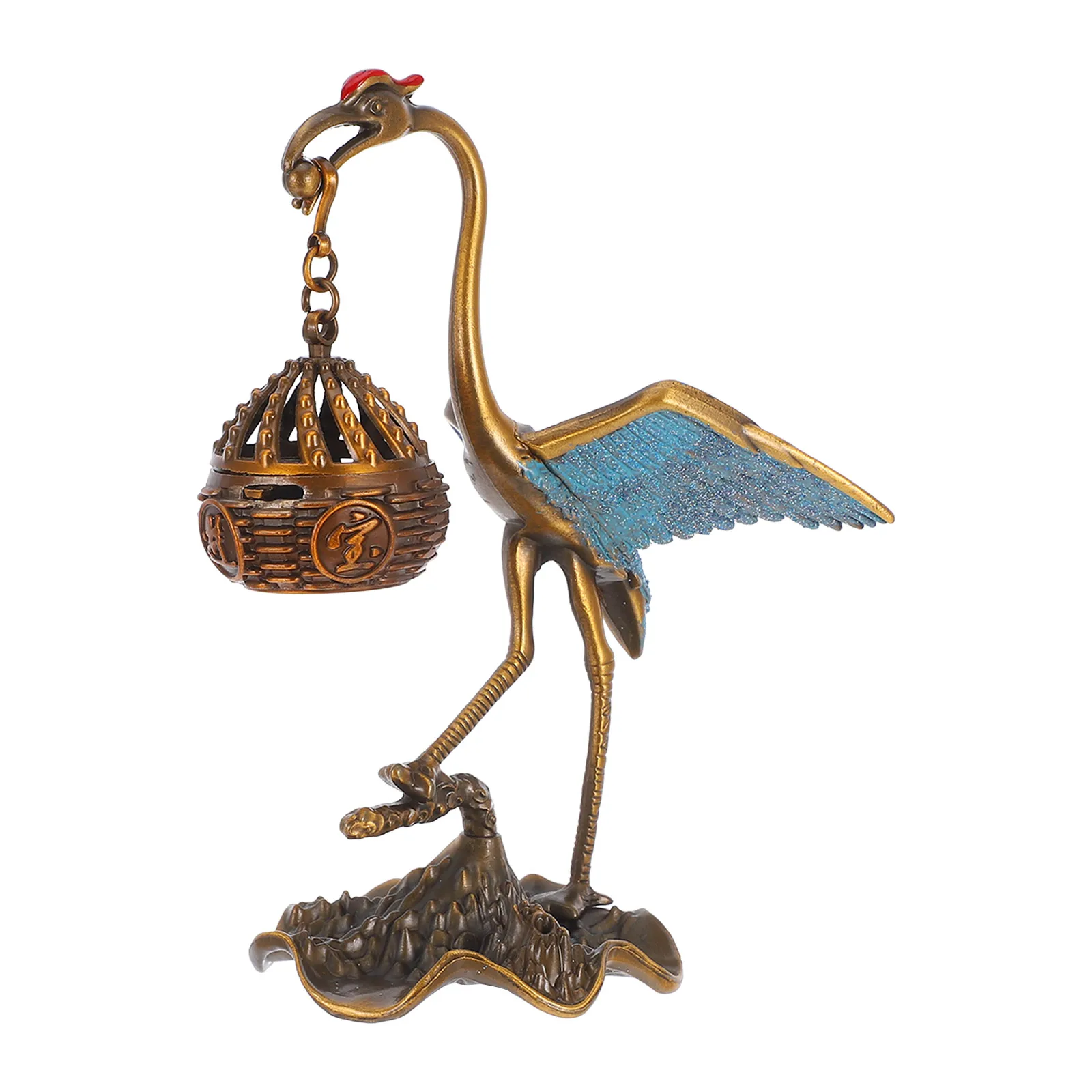 

Alloy Crane Incense Holder Vintage Desktop Burner Chinese Style Incense Burner for Home Decor Aroma Purifier