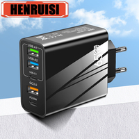 GaN Total 65W Fast Charging Charger Type C PD 25W Wall Charger QC 3.0 Mobile Phone Adapter For iPhone15 14 Huawei Xiaomi Samsung
