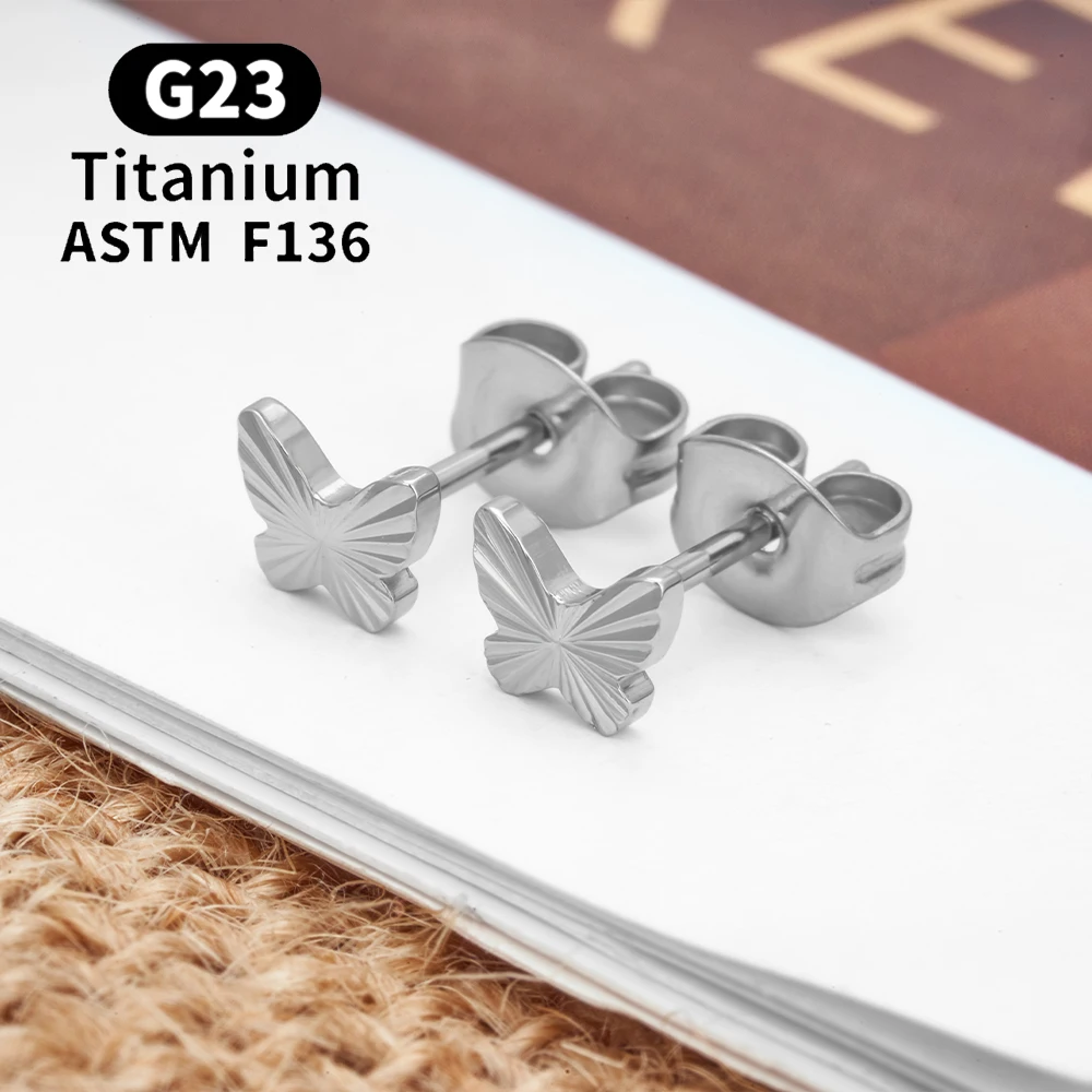 1 Pair G23 Titanium Piercing Ear Stud for Women 20G Cross Round Butterfly Stud Earrings Tragus Cartilage Helix Pierc Jewelry