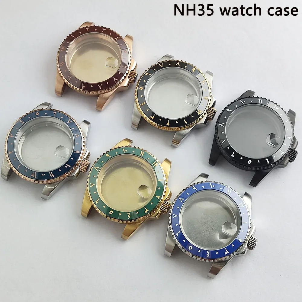 

40mm Arabic bezel NH35 watch case sapphire glass crystal waterproof SUB stainless steel 20mm bracelet strap watch accessories