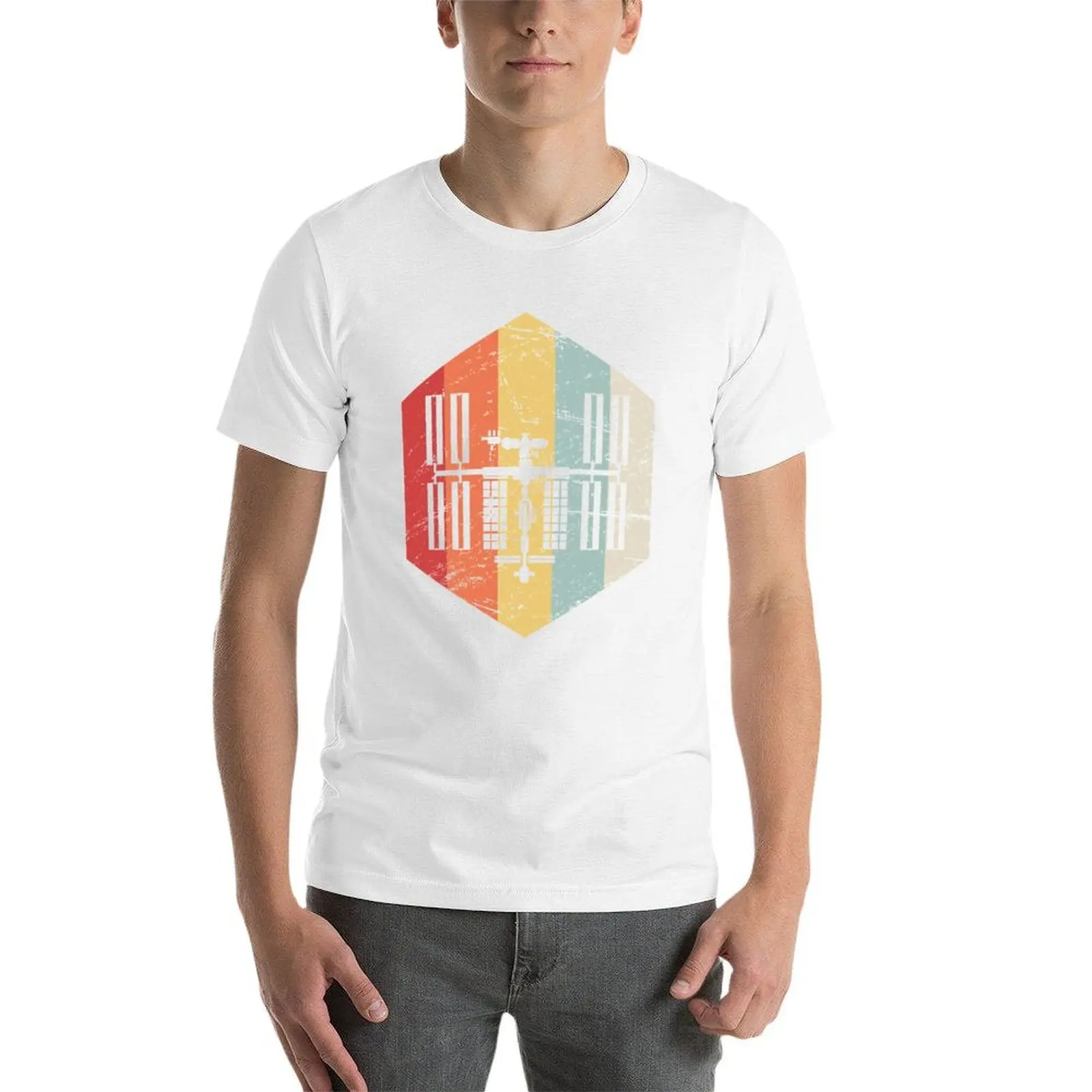 تي شيرت Retro ISS International Space Station Icon تي شيرت أساسي تي شيرت مضحك تي شيرت رجالي