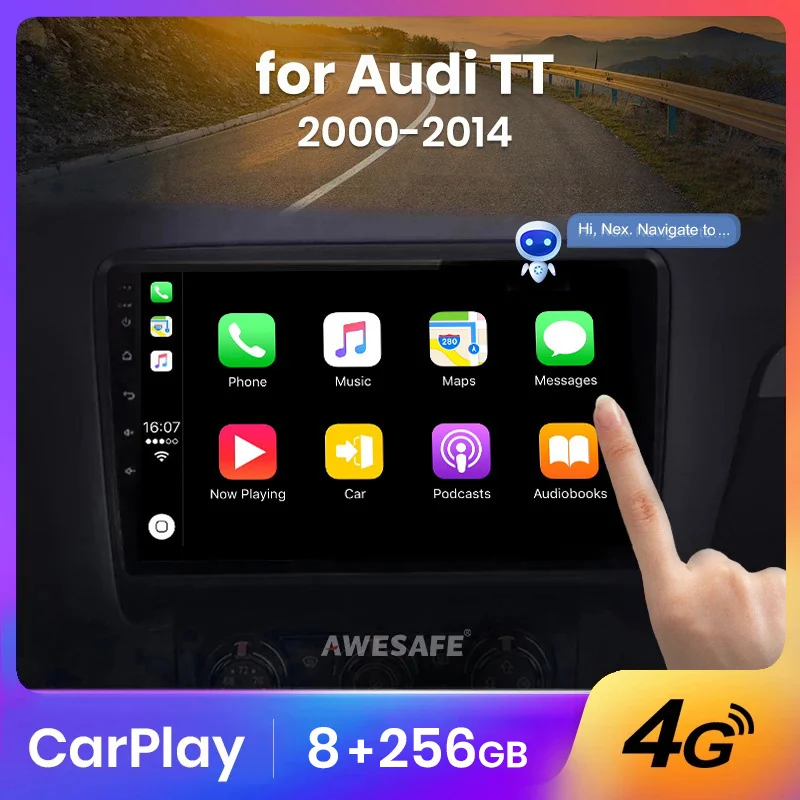 AWESAFE Wireless CarPlay Autoradio for Audi TT MK2 8J 2006 - 2014 Car Radio Multimedia Player Android Auto Stereo GPS