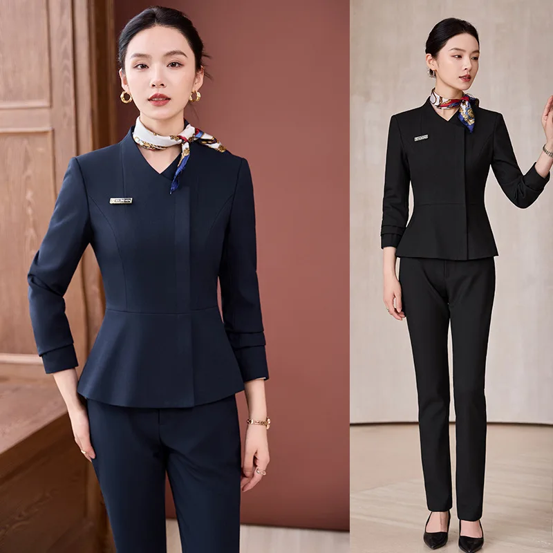 

Professional Suit Set for Women, Autumn and Winter, Elegant Beauty Salon and Jewelry Store Workwear, High-end Hotel Front Desk R