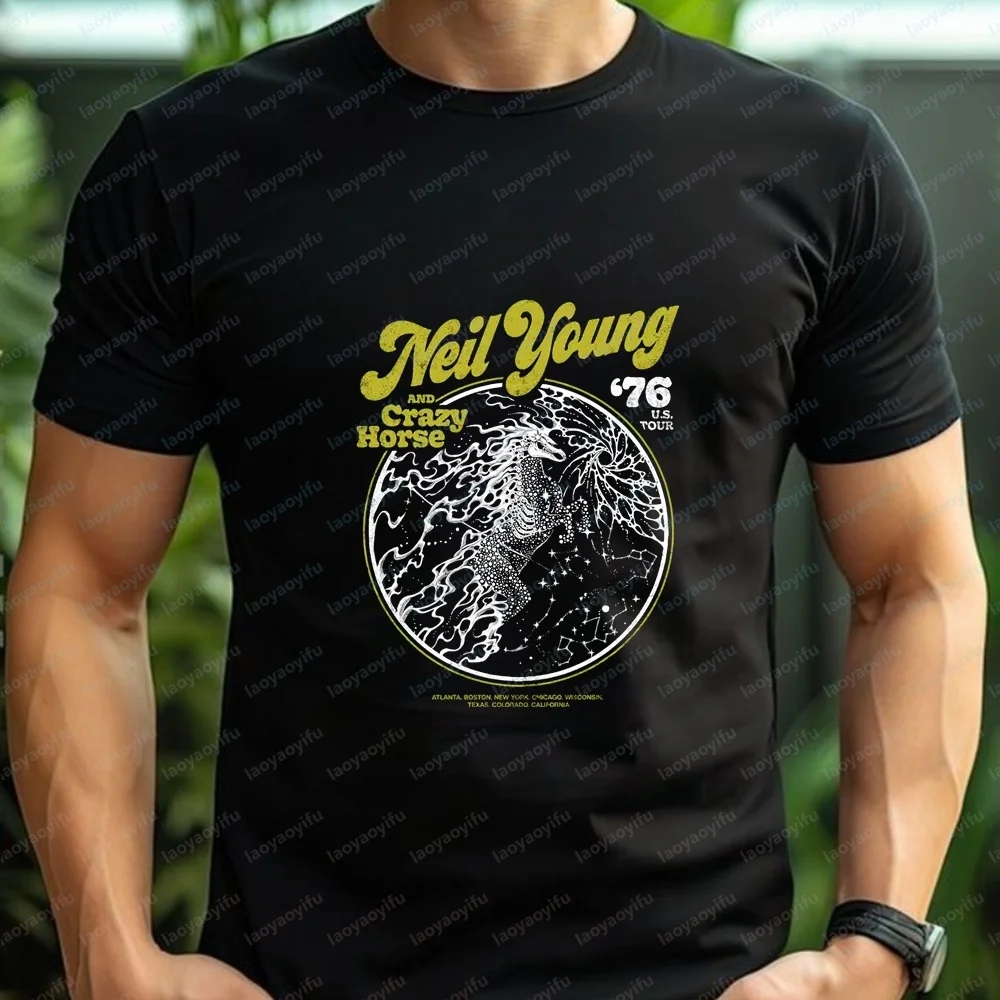 Korean-style Review of Men's Clothing - Neil Young Short-sleeved Stylish and Comfortable T-shirt for Both Men and Women