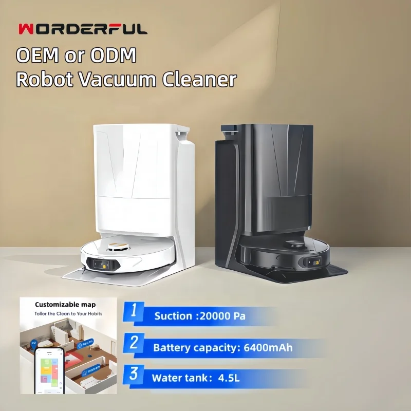 Robot Aspiradora Inteligente LDS Lidar, Robot de Limpieza de Pisos Secos y Húmedos, Aspiradora con Depósito de Polvo Autovaciable, Aspiradora Eléctrica Doméstica de Plástico