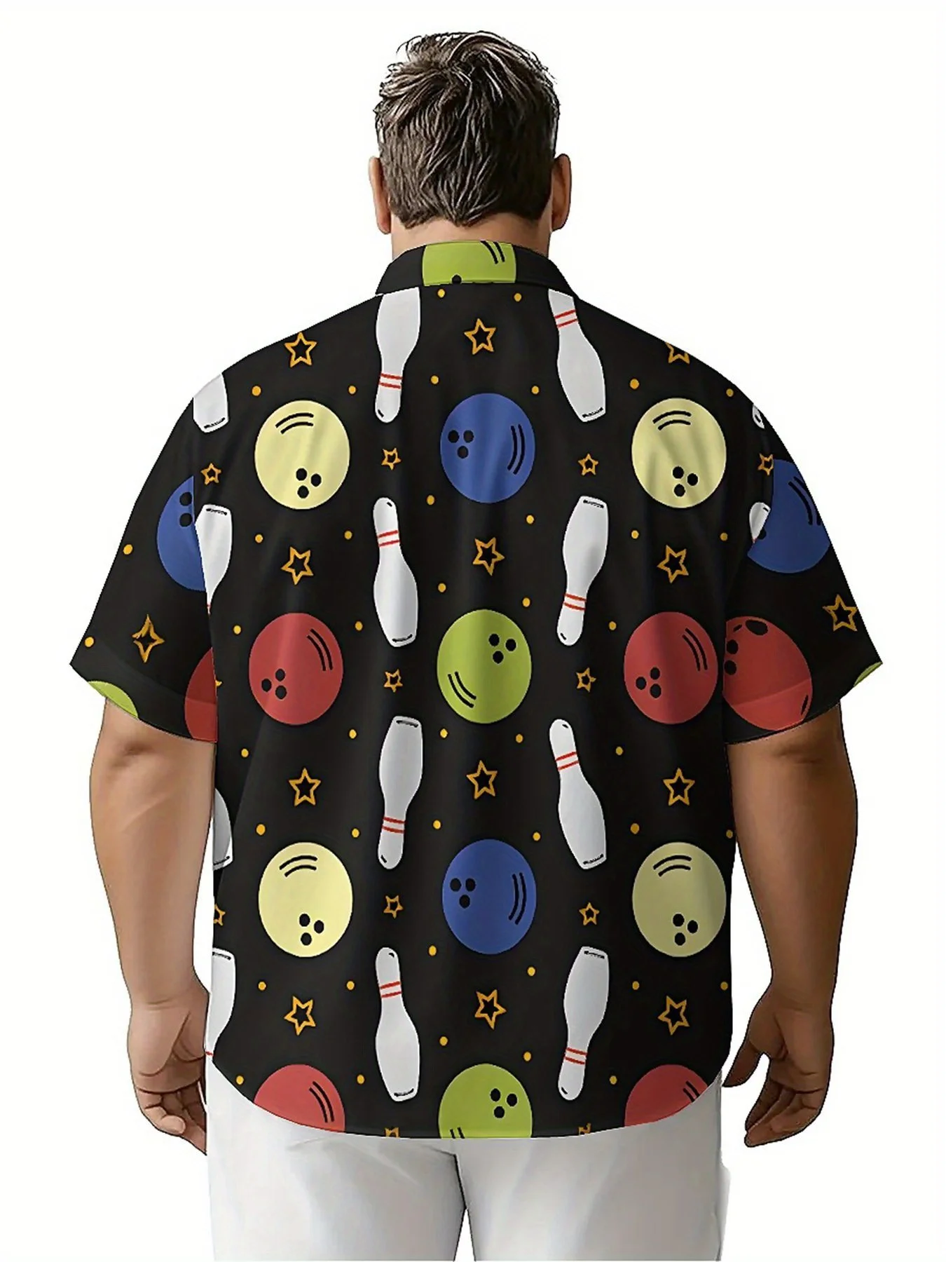 Men's Plus ขนาดเสื้อฮาวายที่มีสีสันลูกโบว์ลิ่งและโบว์ลิ่งเลนรูปแบบ,เสื้อแฟชั่นฤดูร้อนใหม่, hip Hop Rock Streetwear