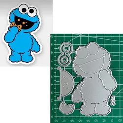 Blue Monster Eating Cookies Metal Cutting Die Metal Cutting Die for DIY Scrapbooking Crafts Handmade Christmas Gift Card