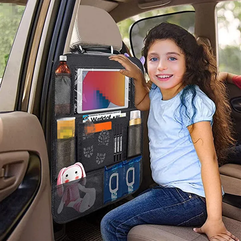 Car Backseat Organizer with Touch Screen Tablet Holder Auto Storage Pockets Cover Car Seat Back Protectors for Trip Kids Travel image 2