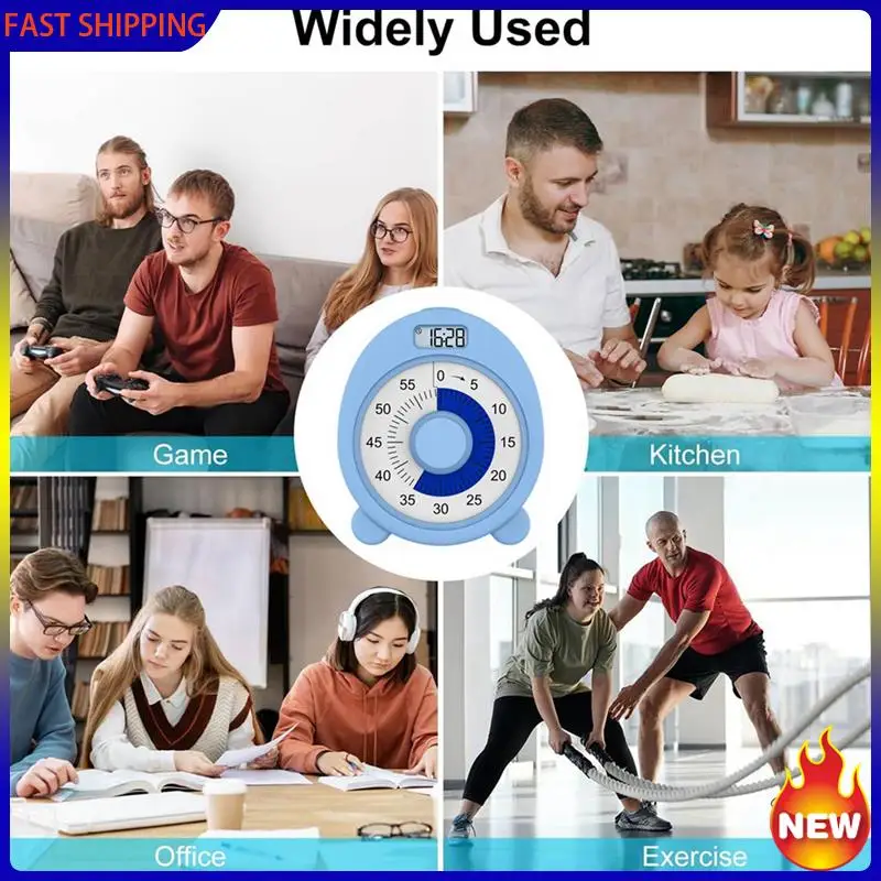 

Hot Trend-2X Rechargeable Visual Timer With Clock Night Light,60 Minute Countdown Timer For Kids Adults With Low Battery Reminde