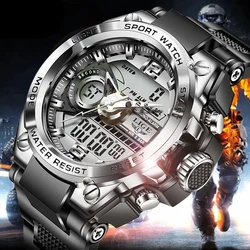LIGE Top Brand Military Watches For Men Fashion Sport Quartz WristWatches  Waterproof LED Luminous Date Digital Mens Watch Reloj