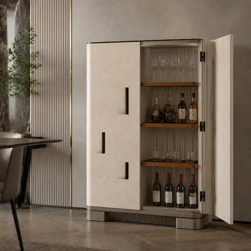 Italian Pearl Fish Skin Wine Cabinet Luxury High End Villa Home Creative Dining Side Cabinet Living Room Wall Floor Locker