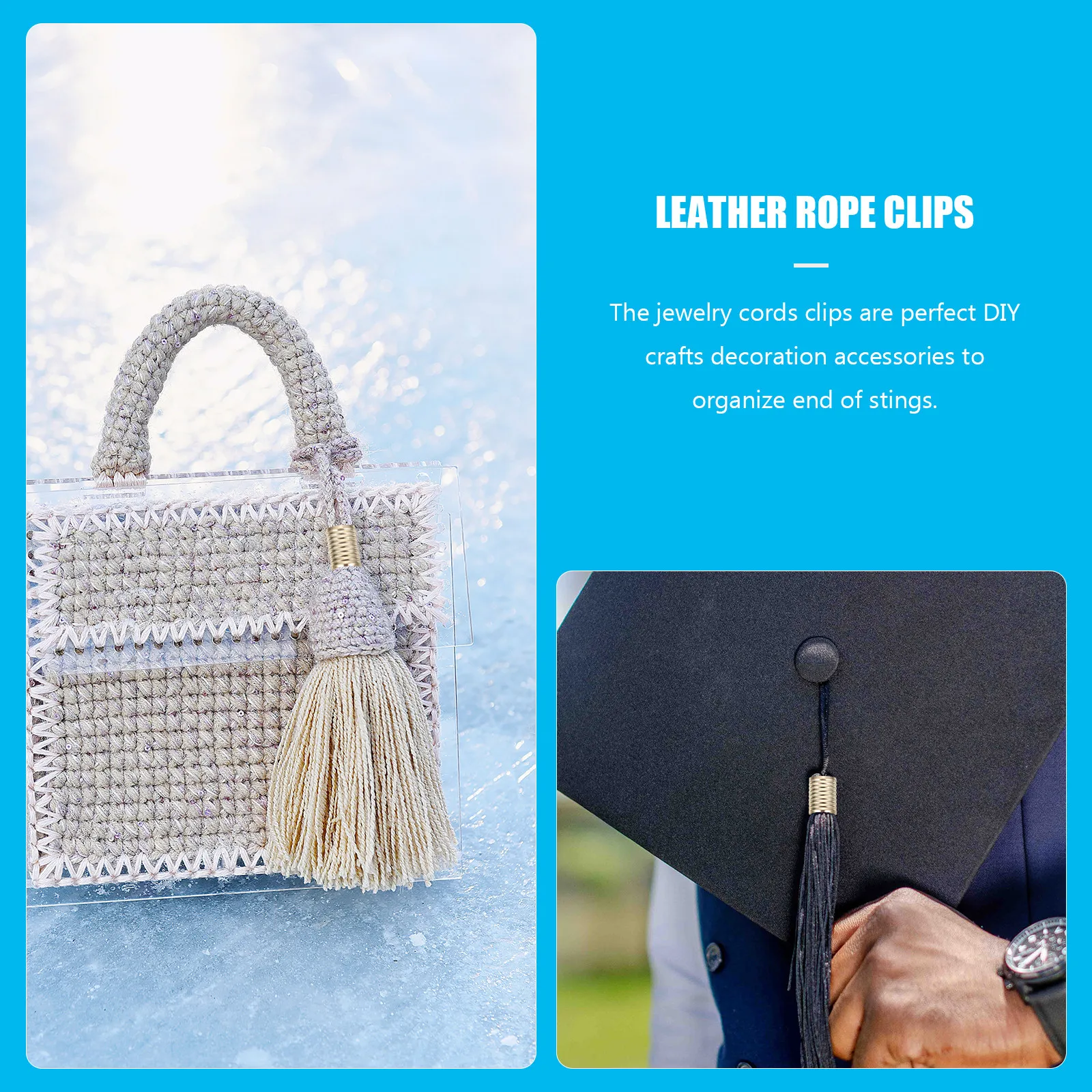 

100Pcs Flowing Tassel Tail Clamp Rope Fastener Metal String Clip Smooth Wear Resistant Cylindrical Crimp for Jewelry DIY