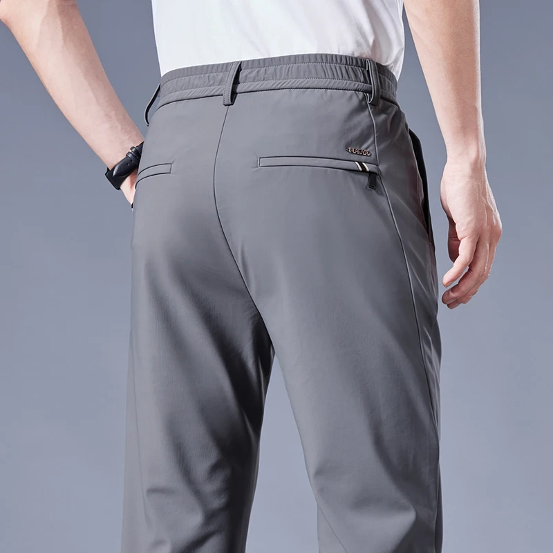 

Summer Joggers Men Thin Ice Silk Fabric Four-sided Elastic Casual Pants Cargo Trousers Streetwear Sweatpants