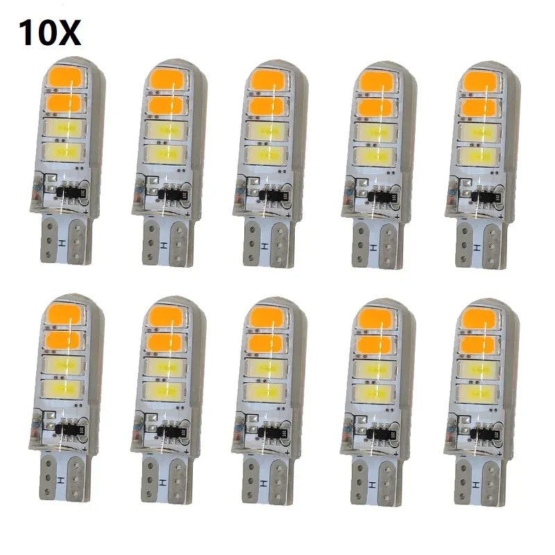 10Pcs T10 Strobe Flashing 194 W5W 5630 8SMD T10 Led Lasting Shine Auto Strobe Flash Car Bight Bulbs Dual Color White Wellow