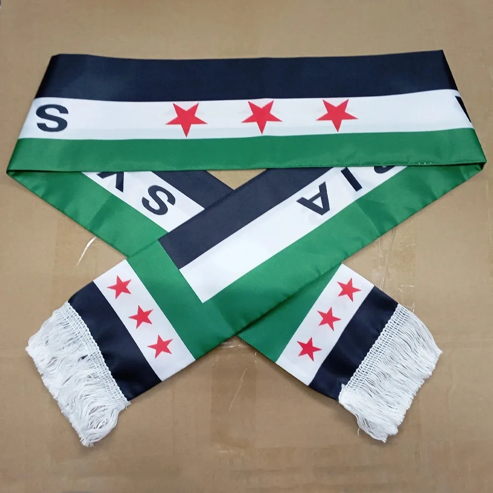 Xvggdg Syria Scarf 15*150cm The Syrian Arab Republic Syrian three Star Scarf Banner For event decoration