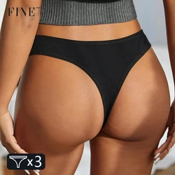 FINETOO 3PCS Women Thongs Soft Cotton G-string Underpants Sexy Low-Rise T-back Underwear S-XL Comfortable Panties Girls Lingerie