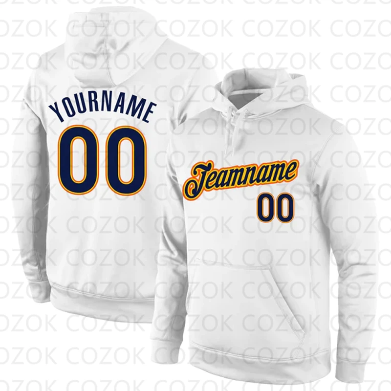 Customized Hoodies White Blue Color Jersey 3D Printed  Unisex Pullovers Hoodie Casual Sweatshirts
