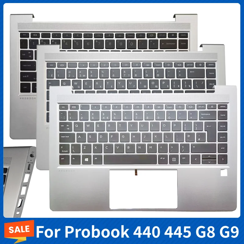 For Probook 440 445 G8 G9 G10 UK/US/FR/LA/RU Keyboard With Backlit SD Palmrest Upper Cover Computer Replacement Part Accessories