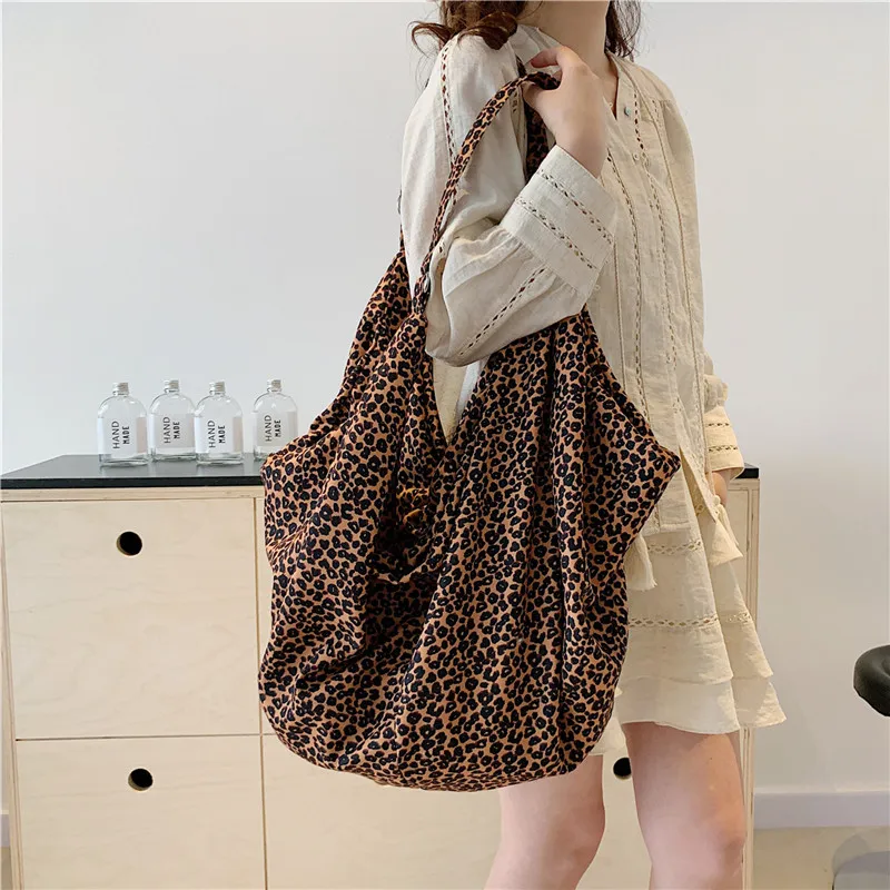 Leopard Design Large Capacity Big Shopping Bags 2024 Korean Fashion Shopper for Women Lady Shoulder Bag Girl bolsos de mujer