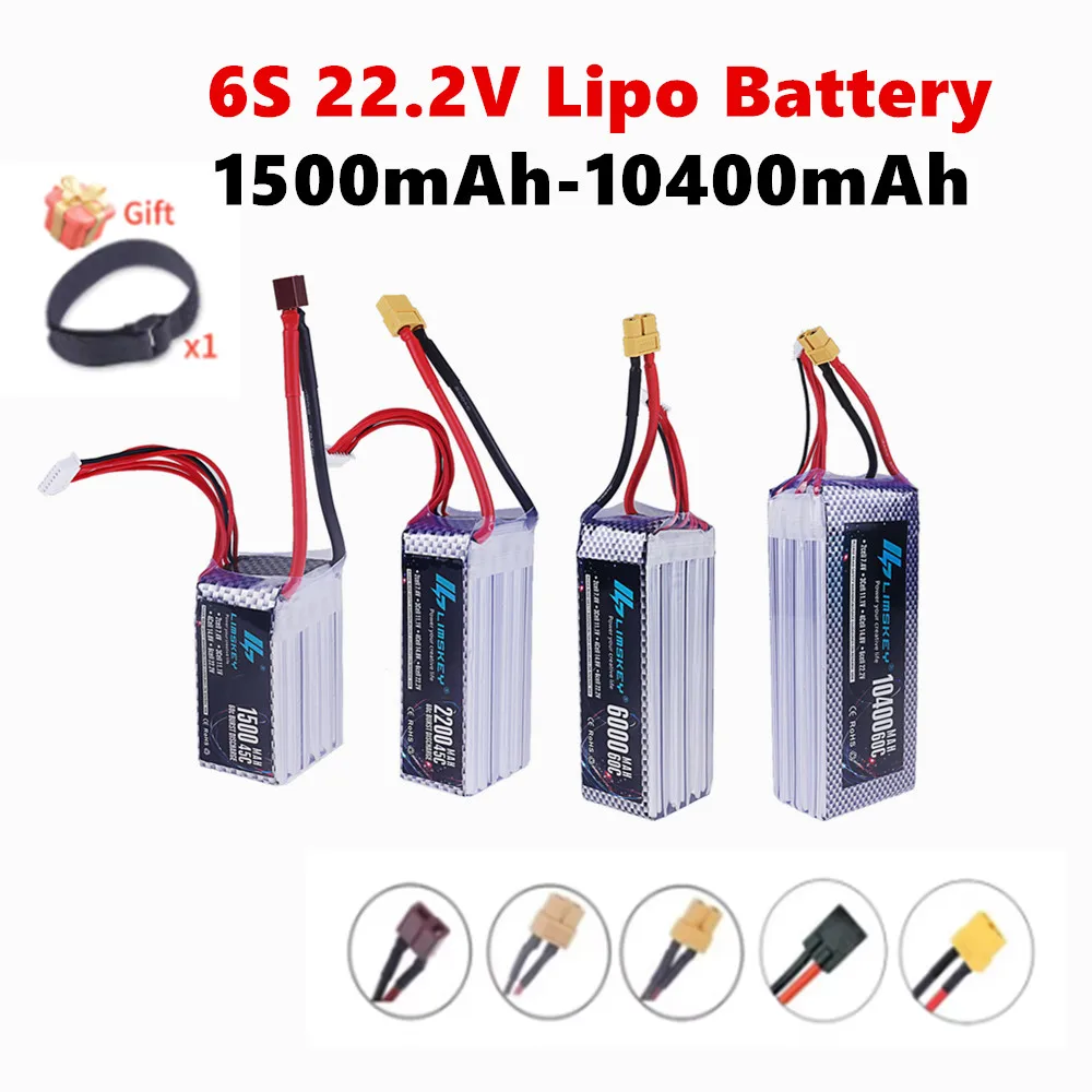 22.2V LIPO Battery RC Lipo 6S 1500mah 2200mah 3000mah 3300mah 4200mah 6000mah 6500mah 9800mah 10400mAh For Drone RC Racing Car