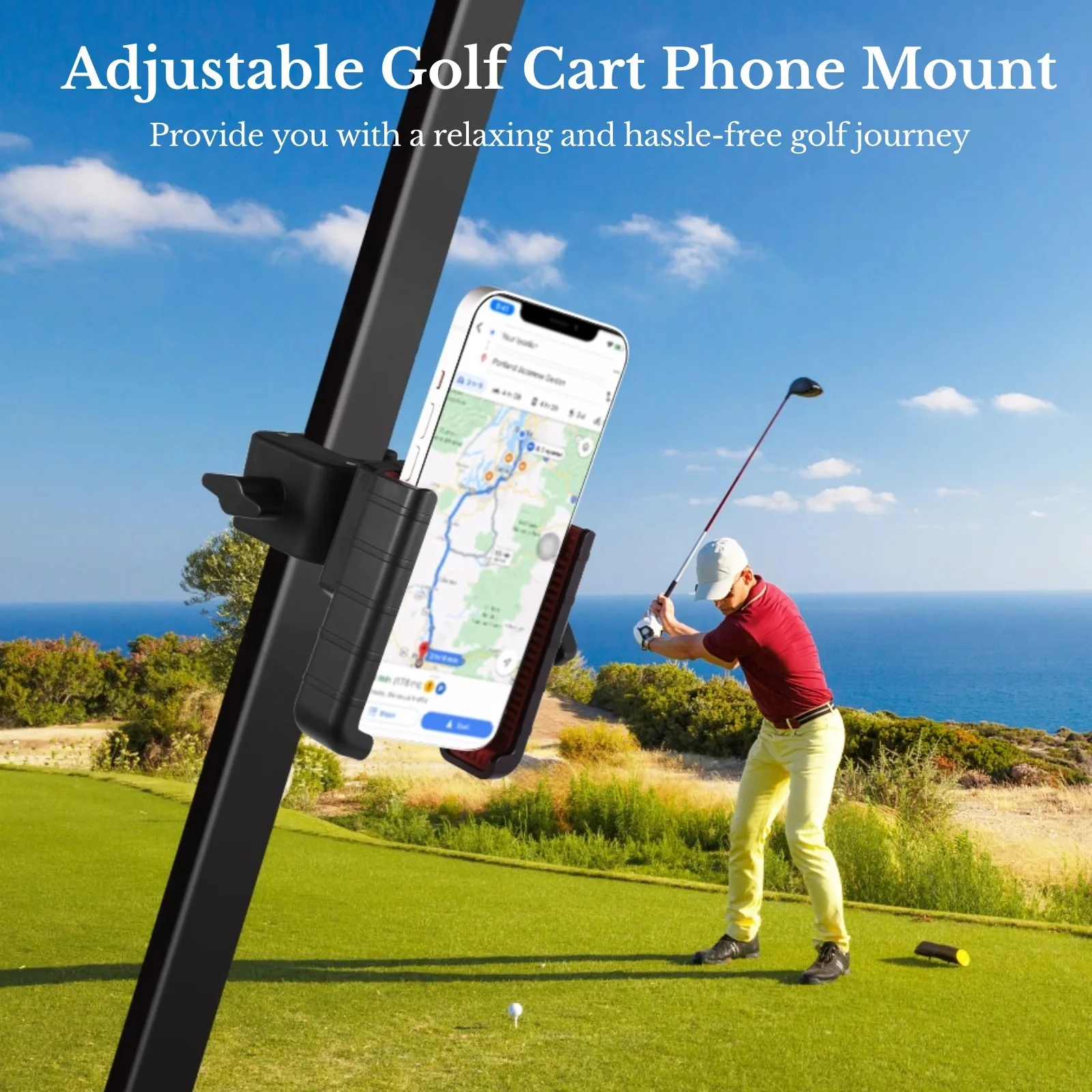 Rotatable Golf Cart Phone Mount Universal Golf Cart Phone Holder Compatible With 4.5\