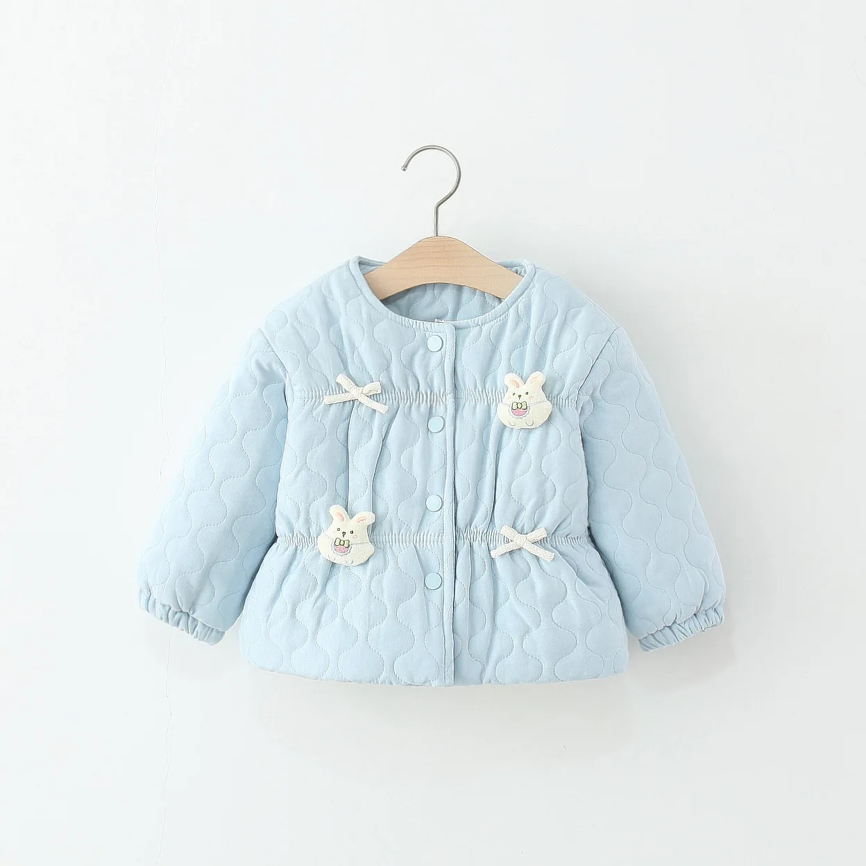 

2025 winter new two rabbits kids jacket for girls coat velvet thickened cartoon