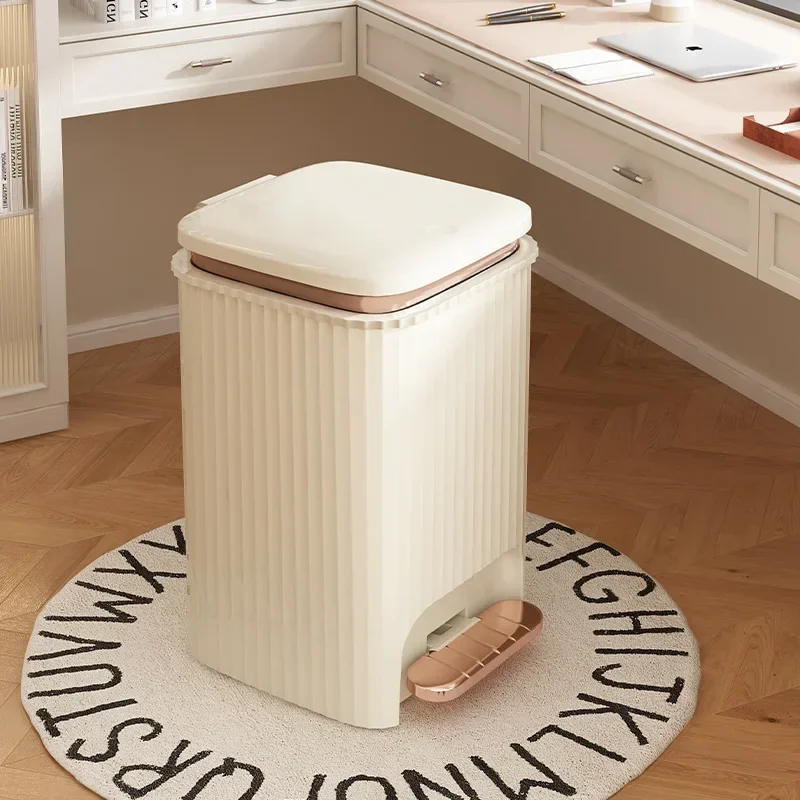 Foot Trash Can Light Luxury Large Capacity Household Kitchen Living Room Bedroom Bathroom Waterproof Trash Can with Lid