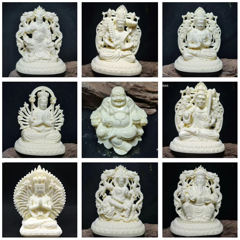 

Ivory Nut Double-Sided Carving Guanyin Guan Gong Fortune Car Decoration Acalanatha Zodiac Guardian Car Decoration