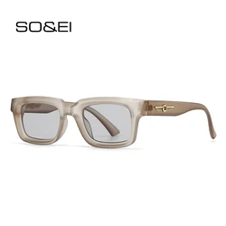 SO&EI Fashion Square Rivets Women Sunglasses Retro Gradient Shades UV400 Brand Designer Men Olive Green Sun Glasses