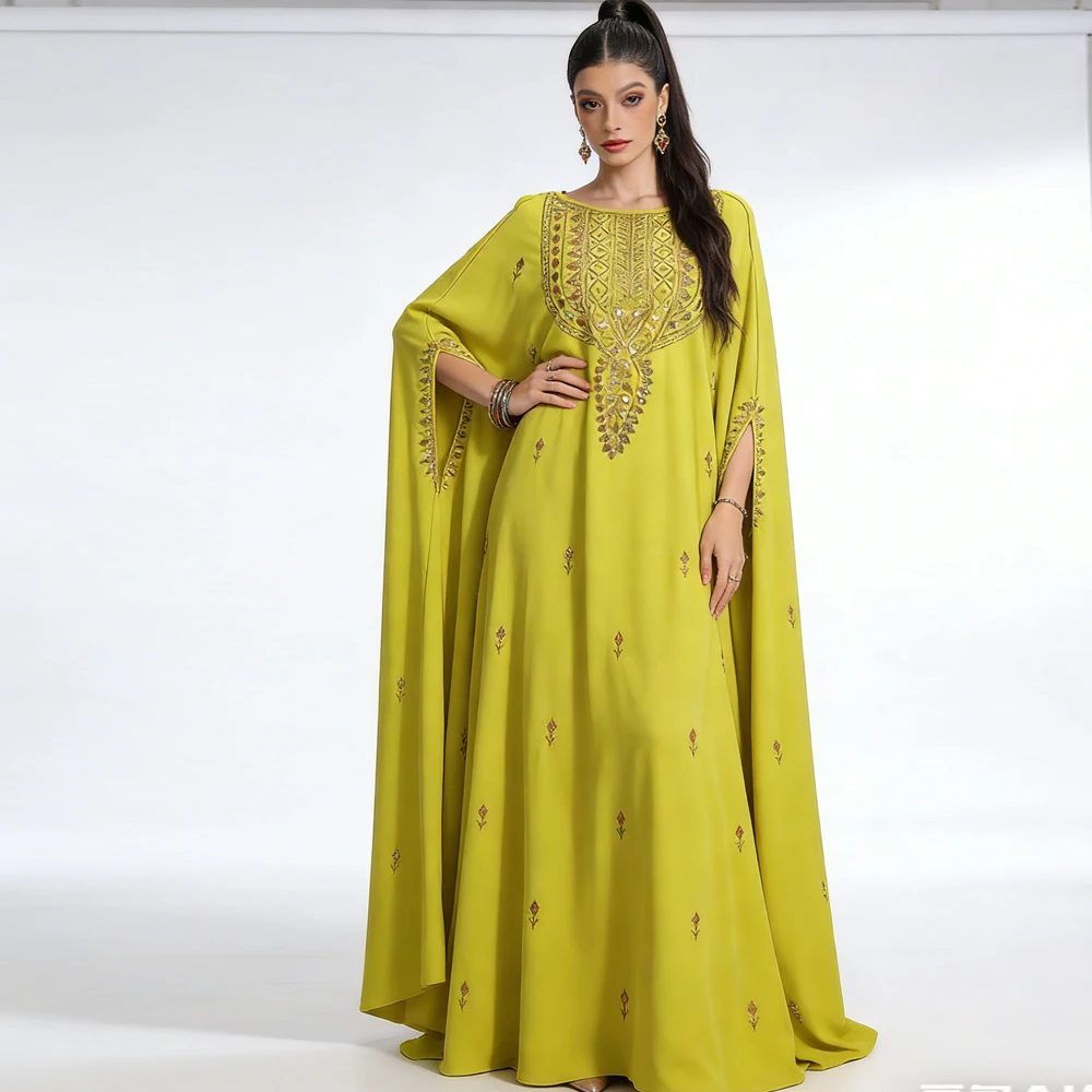 

Eid Djellaba Embroidery Abaya Dubai Kaftan Women Muslim Dress Sequin Jalabiya Morocco Caftan Turkey Robe Islam Clothing Vestidos