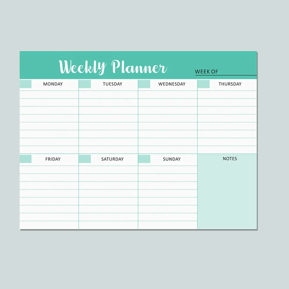 Planificador ancho para hacer, Bloc de notas de planificación semanal, cuaderno A5, horarios, planificador de comida semanal, papelería sin fecha