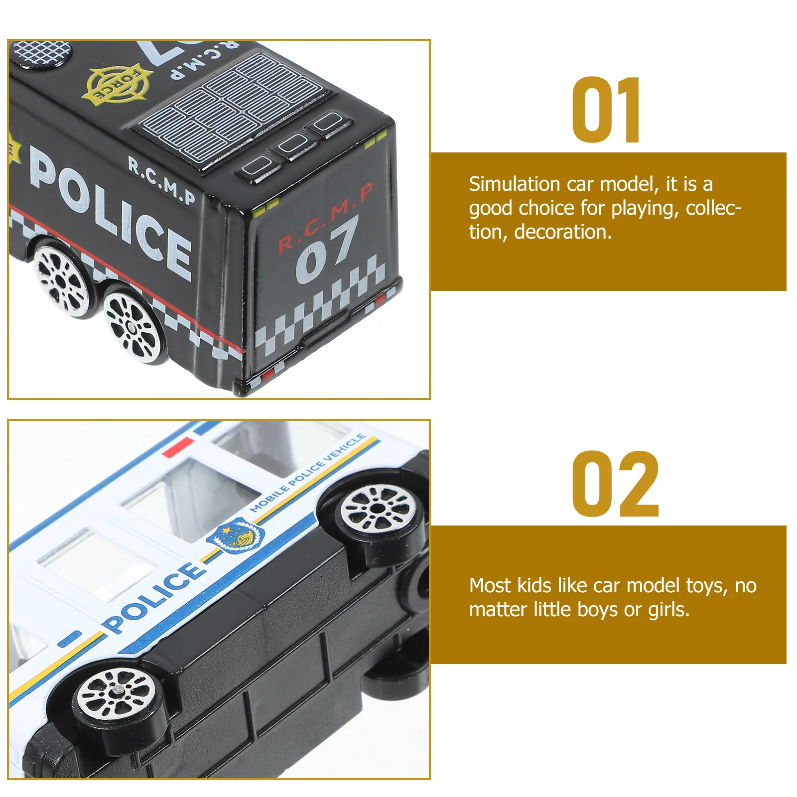 6pcs Police Car Set Die-Cast Alloy Simulation Vehicle Pull Back Children Inertia Car Non-Remote Control