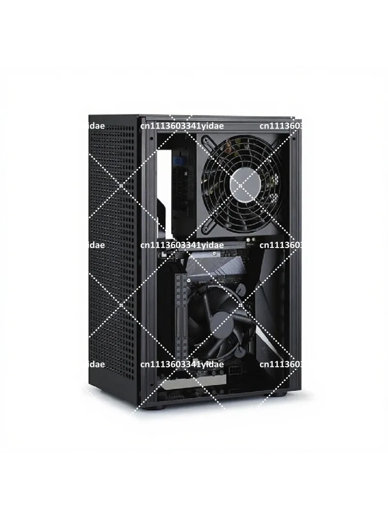 PC Mini ITX Transparent Case, A4 SFX Small Form Factor Computer Chassis, Black Pirate Ship Design Gaming Case