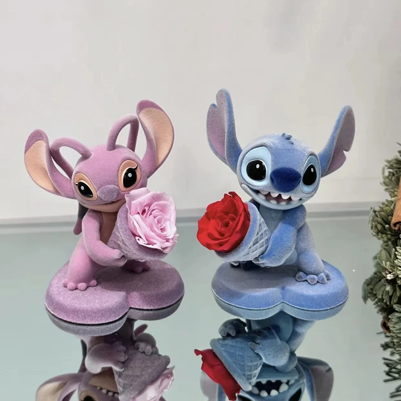 Disney Blind Box Kawaii Eternal Flower Mysterious Surprise Figure Stitch Pooh Mickey Minnie Mouse Model Valentine'S Day Kid