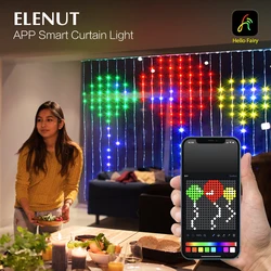 Smart Curtain String Lights, App, DIY, Imagem, Texto, Display LED, Smart RGB Fairy Light, Controle Bluetooth, RGBIC