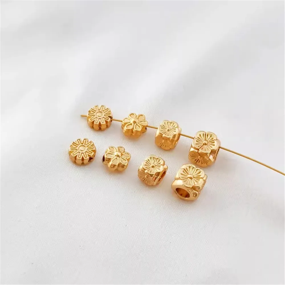 Ancient-style Gold Accessories, Matte Gold Gear Pieces, Small Daisies and Plum Blossoms Diy Jewelry, Loose Beads