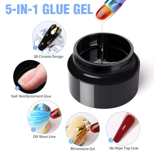 BORN PRETTY 5 en 1 pegamento de capa superior para diamantes de imitación Gel de refuerzo esmalte de uñas barniz semipermanente remojo UV diseño DIY