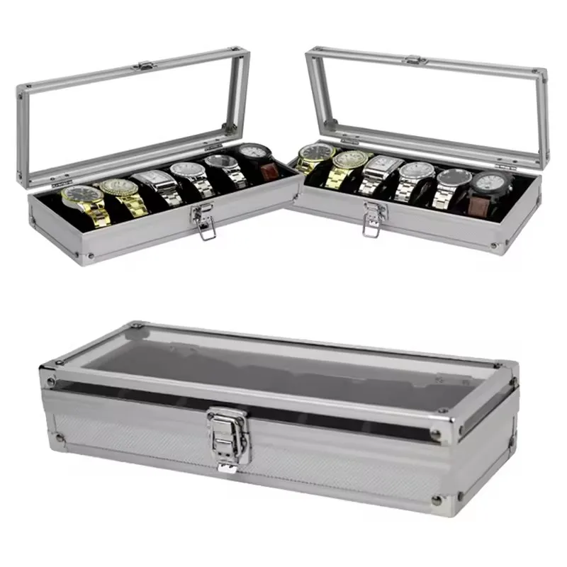

6/12/36 Girds Luxury Premium Quality Watch Box Aluminum Alloy Produc Pattern Storage Clock Box Collection Display Gift Boxes