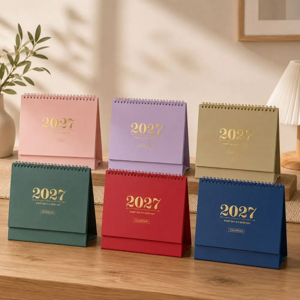2027 Desk Calendar Morandi Color Spiral Binding Monthly Planner Desktop Size Monthly View Academic Planner Office Desk