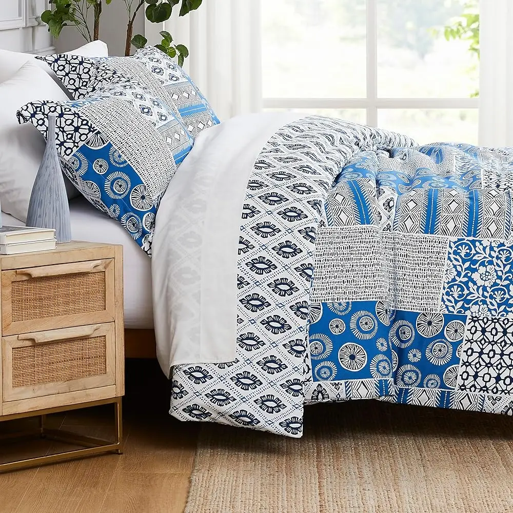 

Пододеяльник в стиле пэчворк Twin/Twin XL - Двусторонний комплект постельного белья гостиничного качества, простой в уходе - Комплект пододеяльников Twin с подходящим по цвету постельным бельем