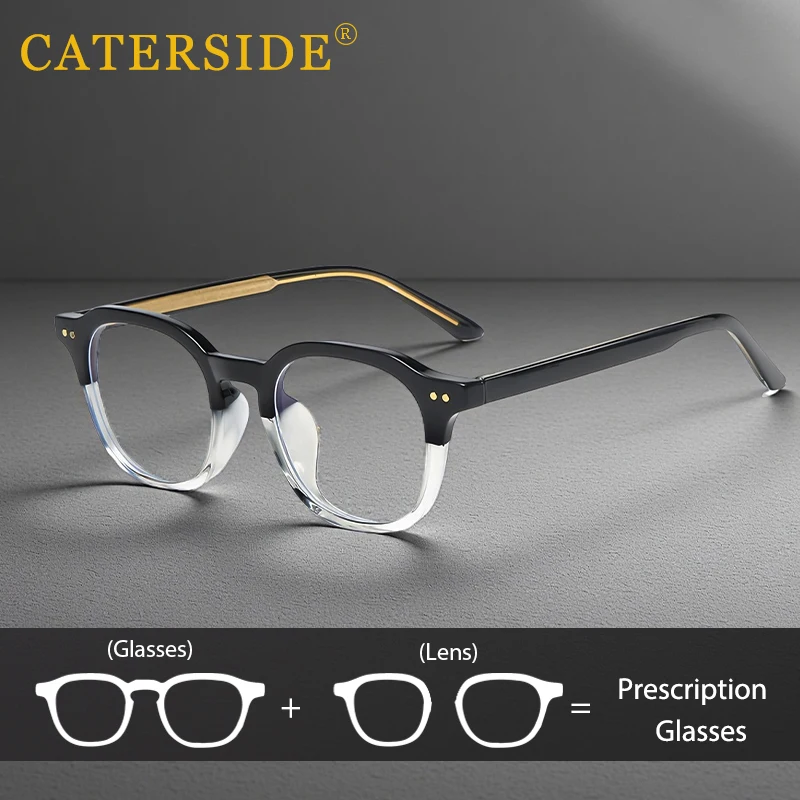 

CATERSIDE Retro Square Glasses for Men TR90 Frame Blue Light Blocking Eyeglass High-Quality Eyewear Optical Lenses Minimalist