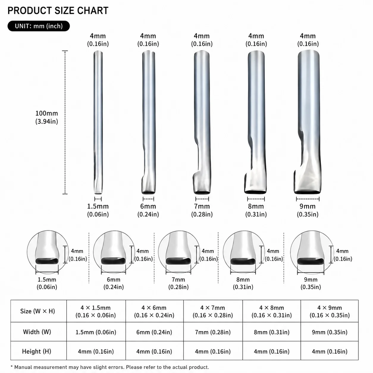 5-teiliges ovales Lederlochstanzer-Set, Edelstahl, 1,5-9 mm, geeignet für DIY-Taschen, Schuhe, Gürtel – robustes Handwerkzeug-Set – Detail 1