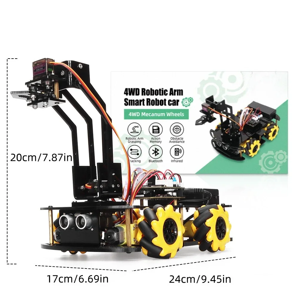 Picture 5: Compatible with Arduino Remote Control Ultrasonic Obstacle Avoidance Tracking Manipulator Robot Cart Kit