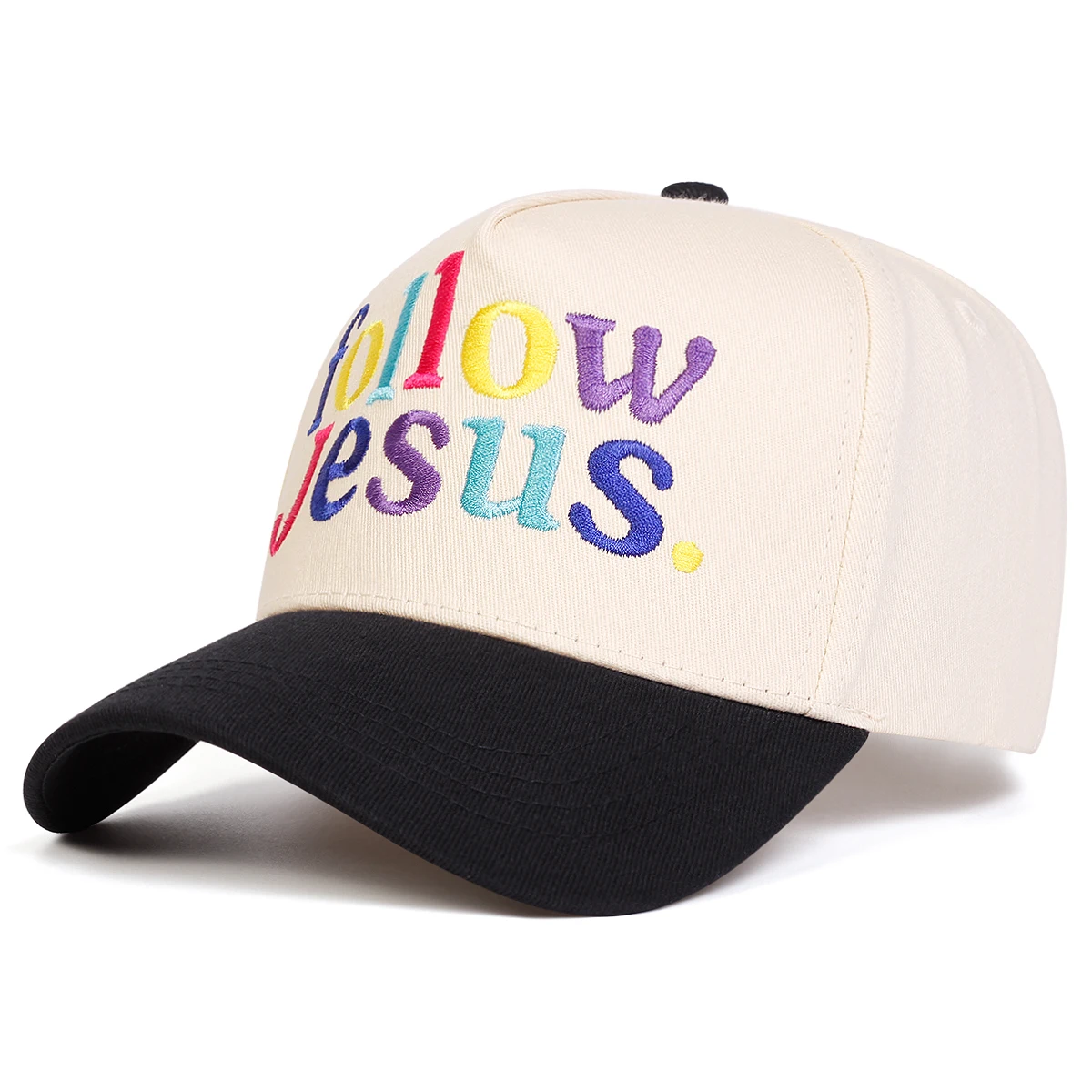 Unisex-Baseballmützen mit Aufschrift „FOLLOW JESUS“ mit Buchstabenstickerei, für Frühling und Herbst, verstellbare Freizeithüte für den Außenbereich, Sonnenschutzhut, Sportmütze – Detail 3