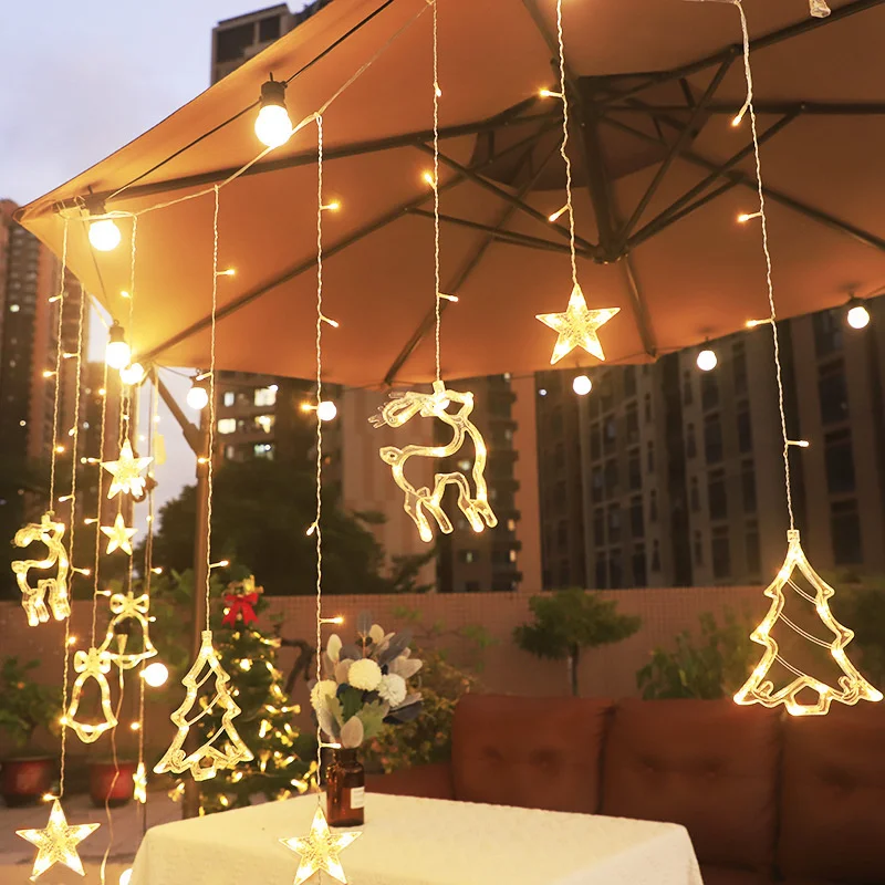 

Christmas Decor String Garland Curtain Light LED For Wedding Home Christmas Tree Ornament 2024 Navidad Xmas Gift Solar Energy