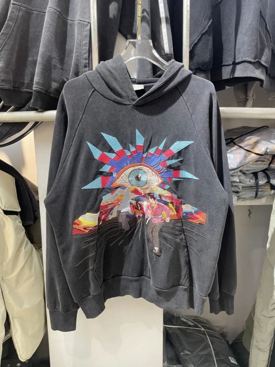 

High Quali Houseoferrors Full View Eye Knitted Embroidery High Street Hoodie Autumn Youth Casual Loose Fit Sweatirt