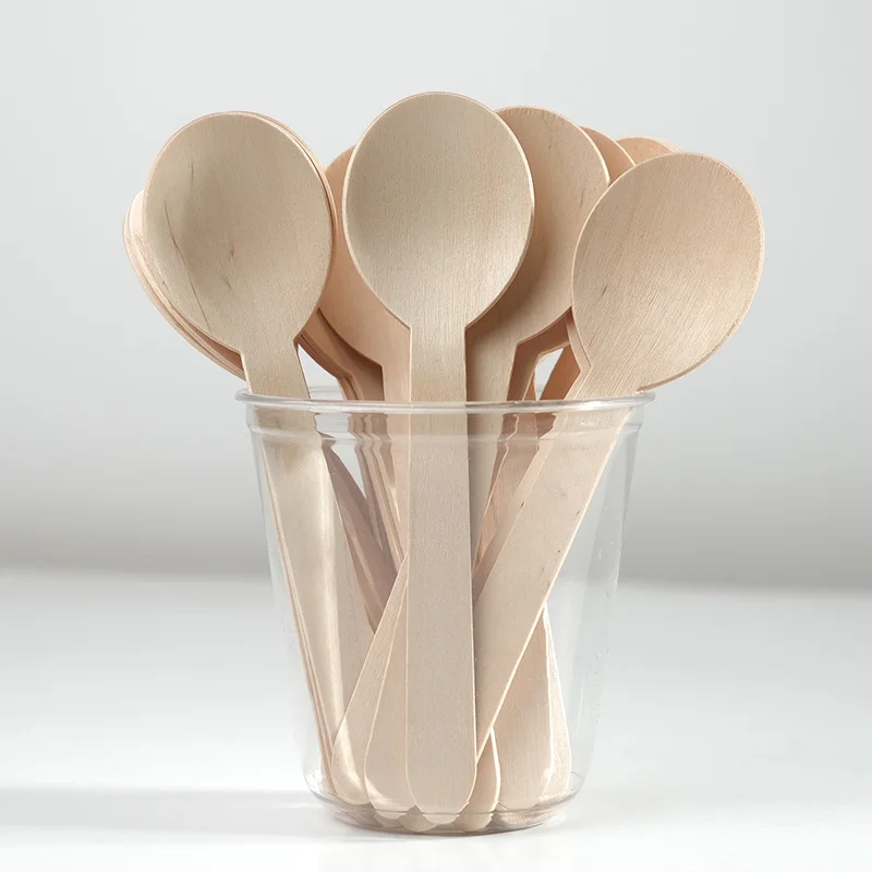 Houten Lepel Met Ronde Kop Ijs Hout Dessert Taart Scoop Westerse Bruiloft Servies Wegwerp Lepels Keukenbenodigdheden