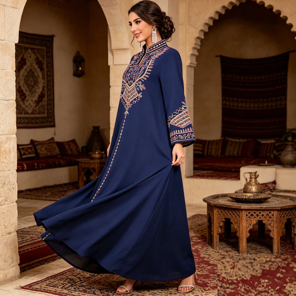 

Eid Djellaba Women Muslim Maxi Dress Embroidery Abaya Dubai Kaftan Ramadan Islam Clothing Kebaya Caftan Marocain Femme Robe Gown
