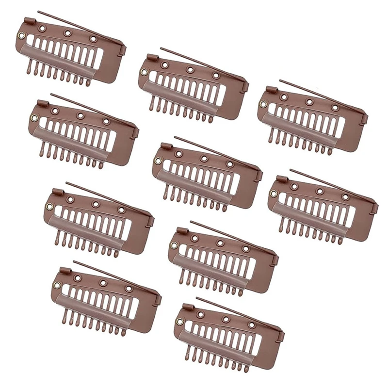 Pack Of 10 Strong Chunni Clips With Safety Pin, Easy To Use With Dupatta, Hijab & Tikka Setting Easy To Use 4 X 2 Cm Brown