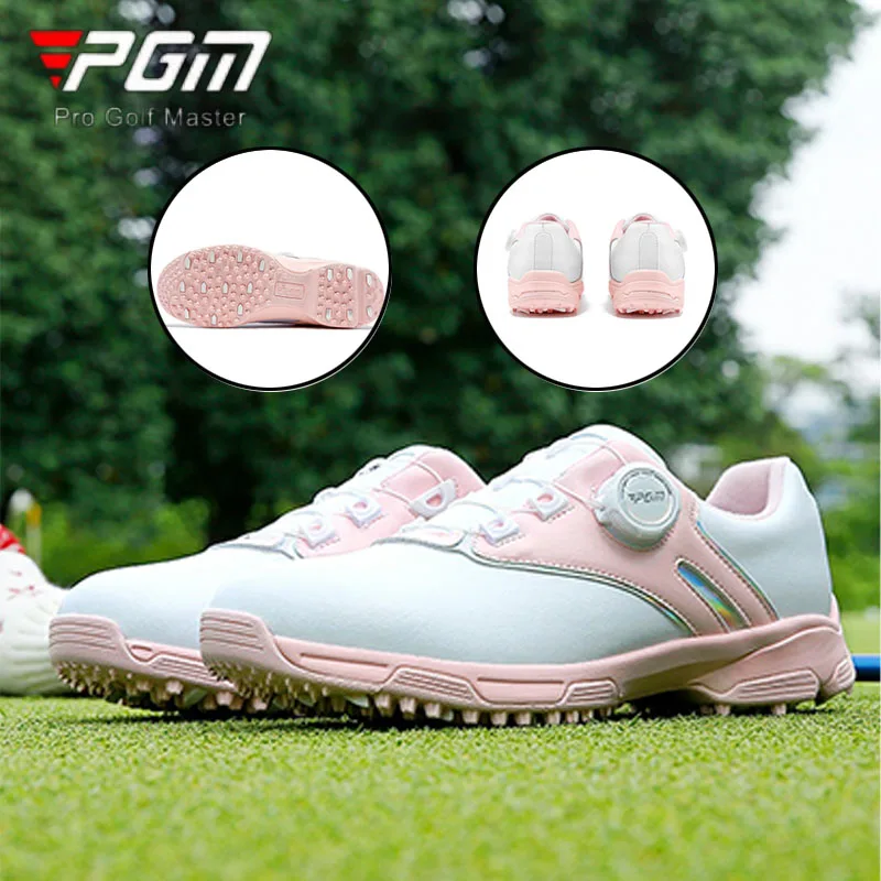 pgm-calzature-da-golf-traspiranti-impermeabili-da-donna-scarpe-da-golf-rosa-antiscivolo-con-fibbia-a-manopola-sneakers-sportive-all'aperto